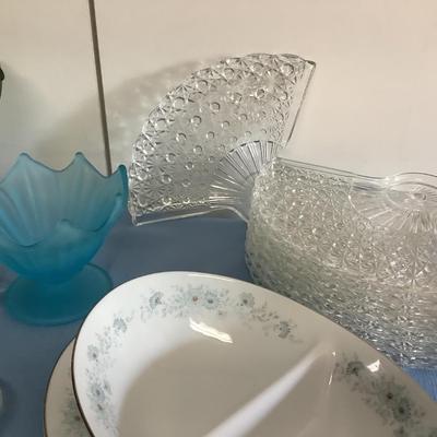 Vin-tique as the term I have coined lot- green & blue pedestal dishes 50+ years old, Noritake Japanese Inverness Serving, 8...