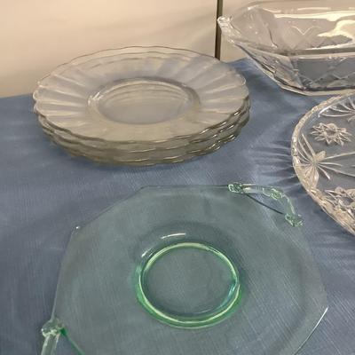 Green Glass lot-4 glass plates