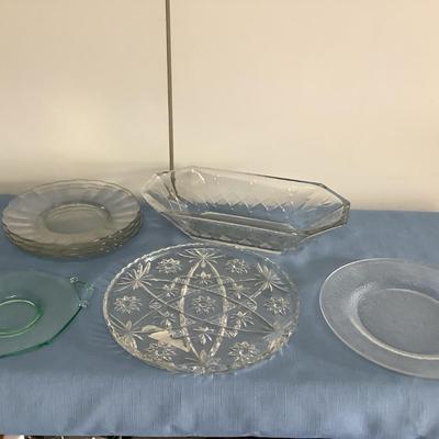 Green Glass lot-4 glass plates