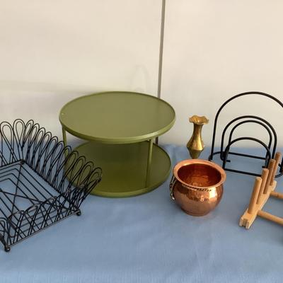 Organize the Kitchen lot-Lazy Susan, lid rack, napkin holder, basket