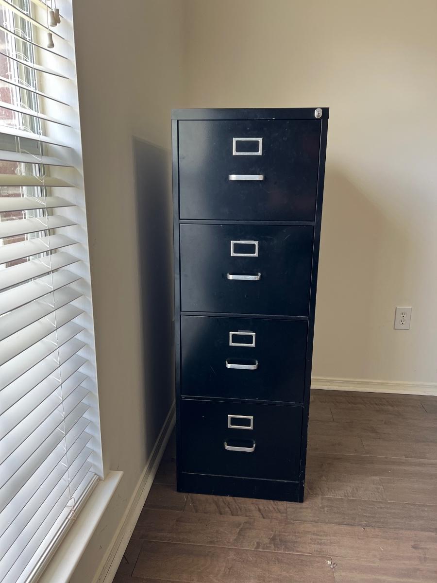 Black 4 Drawer Filing With Key