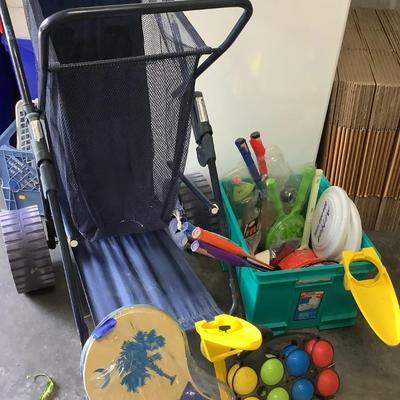 Take It to the Beach Lot- Beach Cart, Badminton, Frisbee, Velcro Catch, Portable Shade, Pillow, etc