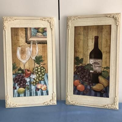 Light weight canvas-esque wall art, wine glasses and wine bottles 19.5