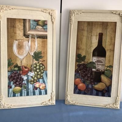 Light weight canvas-esque wall art, wine glasses and wine bottles 19.5