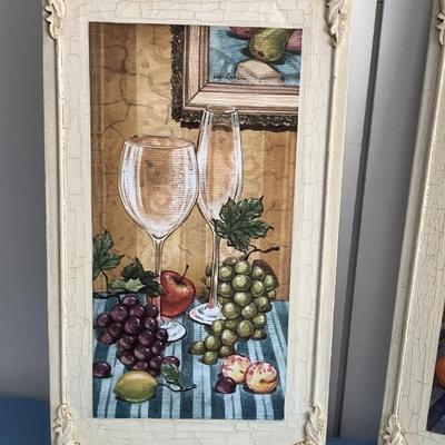 Light weight canvas-esque wall art, wine glasses and wine bottles 19.5"H 11"W