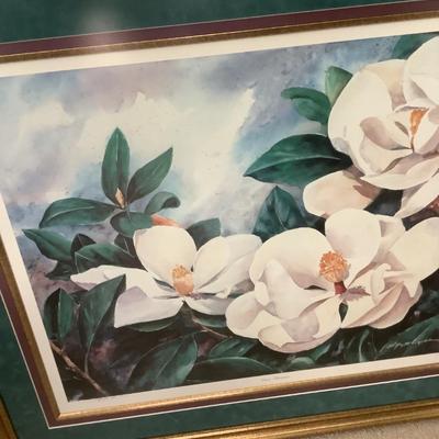 Magnolias matted and framed 31"H 36"W