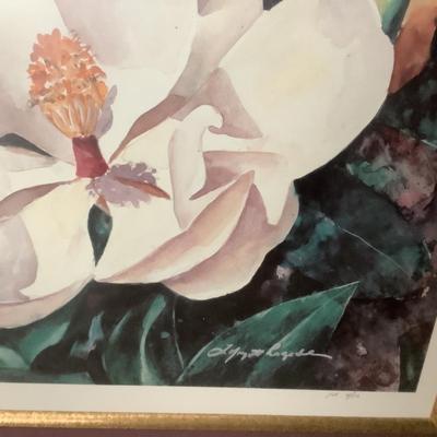 Magnolias matted and framed 31