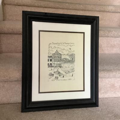 1929-1979 Port Columbus, double matted, wood framed 17"H 14"W