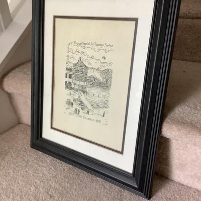 1929-1979 Port Columbus, double matted, wood framed 17"H 14"W