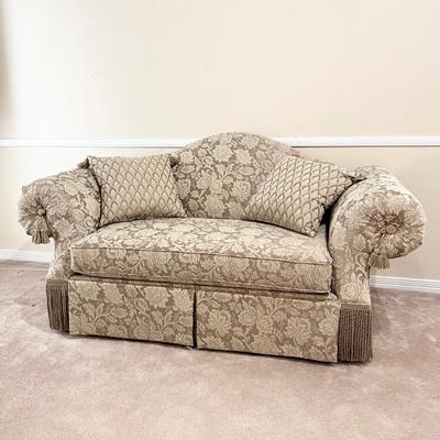 STYLE-LINE FURNITURE ~ Upholstered Floral Tan Love Seat
