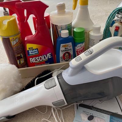L19- Dustbuster, cleaning supplies, iron