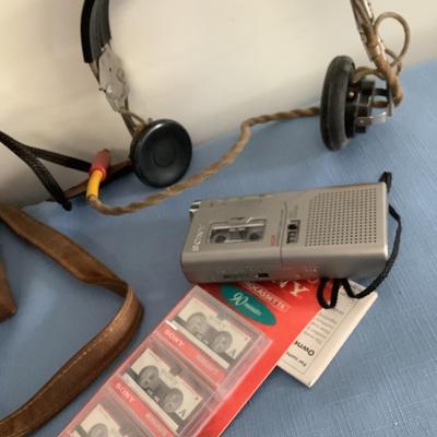 Vintage electronics lot-Kodak Colorburst 300 with manual, Sony cassette players and cassettes, headphone receiver AN8-H-1