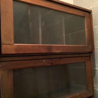 Lawyer's cabinet/barrister bookcase, 3 pieces, glass front, 77"H 33"W 11"depth