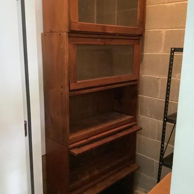 Lawyer's cabinet/barrister bookcase, 3 pieces, glass front, 77"H 33"W 11"depth