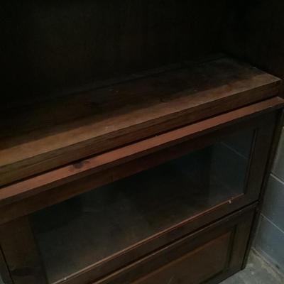 Lawyer's cabinet/barrister bookcase, 3 pieces, glass front, 77"H 33"W 11"depth
