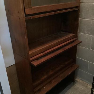 Lawyer's cabinet/barrister bookcase, 3 pieces, glass front, 77"H 33"W 11"depth