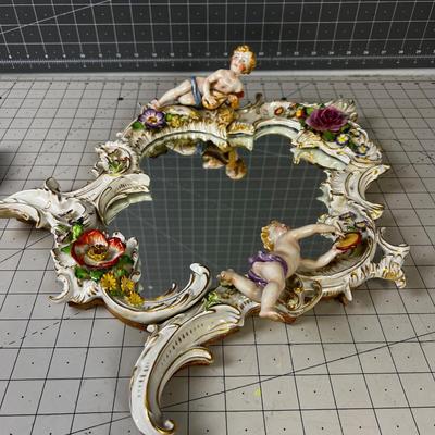 Antique Putti Dresden Mirror 