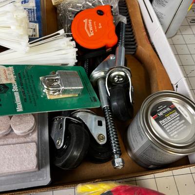 Garage Items: Zip Ties, Rope, Lube, Gloves. 