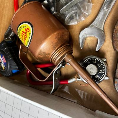 More Garage Items: Tools, Oil Can, Screwdriver and Tape Measure