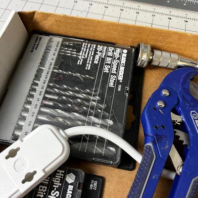 TRAY 4: Pipe Cutter, Drill Bits, Pilers, Home Meter