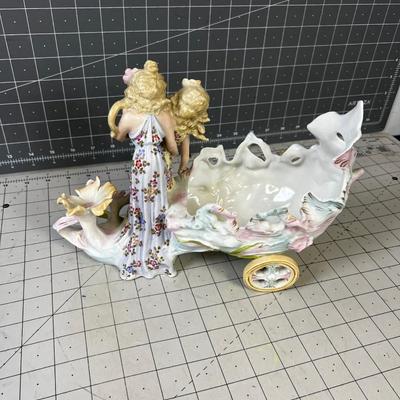 Voluptuous Maiden Art Nouveau Planter Floral 