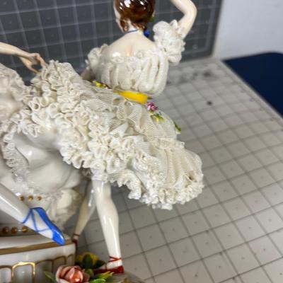Marked piece of Dresden Dancing Women Lace Edge