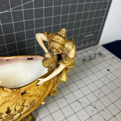 GOLDEN Lovely! Marked EW Turn Wien Made in Austria, Art Nouveau Planter 