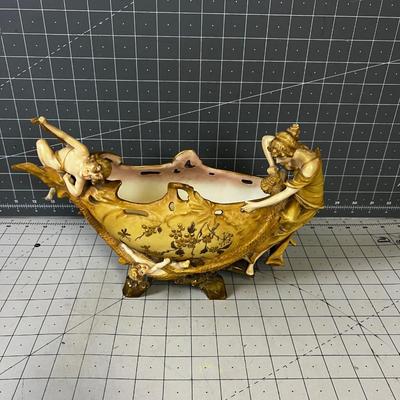 GOLDEN Lovely! Marked EW Turn Wien Made in Austria, Art Nouveau Planter 