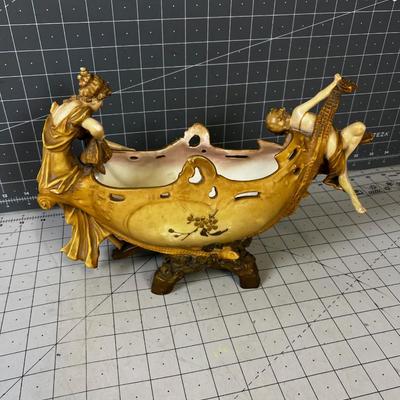 GOLDEN Lovely! Marked EW Turn Wien Made in Austria, Art Nouveau Planter 