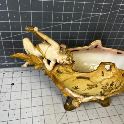 GOLDEN Lovely! Marked EW Turn Wien Made in Austria, Art Nouveau Planter 