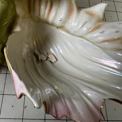 Centerpiece Planter Green Art Nouveau Shell Vase. 