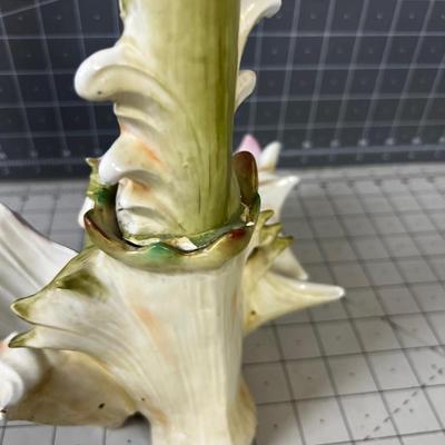 Centerpiece Planter Green Art Nouveau Shell Vase. 