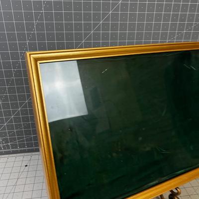 Gold Shadow Box with Cast Iron Stand