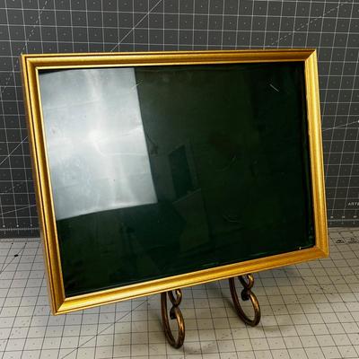 Gold Shadow Box with Cast Iron Stand
