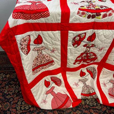 Holly Hobby Bonnet Hat RED QUILT