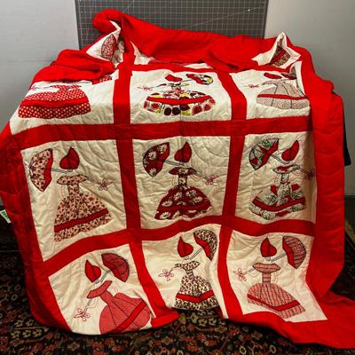 Holly Hobby Bonnet Hat RED QUILT