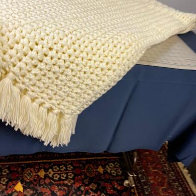 White Crochet Afghan Quilt 