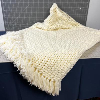 White Crochet Afghan Quilt 