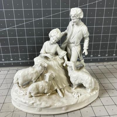 White Porcelain Figurine Marked N with a Crown