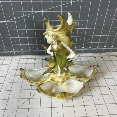 Small Art Nouveau Bud Vase Woman and Shells 
