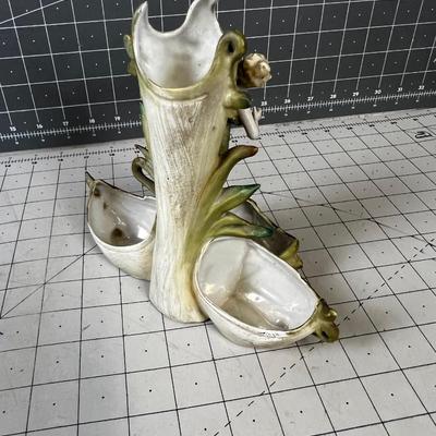 Small Art Nouveau Bud Vase Woman and Shells 