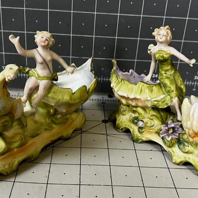 Art Nouveau Small Planters (2) Green 