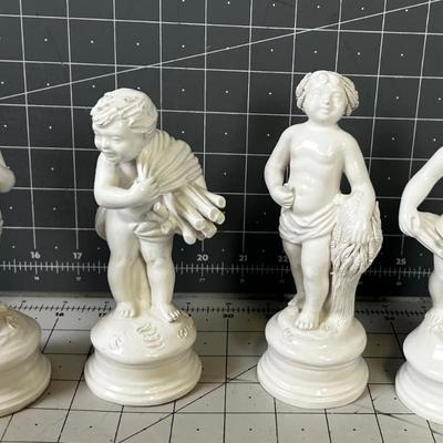 WHITE  (4) Italian Porcelain Cherub Statues 