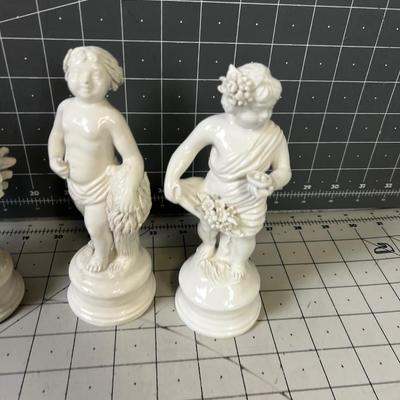 WHITE  (4) Italian Porcelain Cherub Statues 