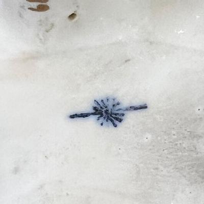 Antique Dresden Vase / Planter  Peach/ Green Color Mother and Boy