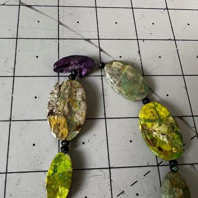 Stone Necklace - Green and Purple 