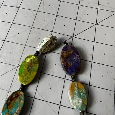 Stone Necklace - Green and Purple 