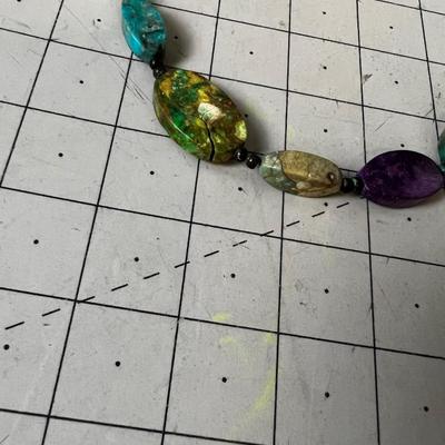 Stone Necklace - Green and Purple 