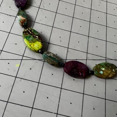Stone Necklace - Green and Purple 