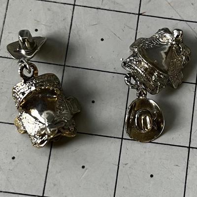Saddle and Cowboy Clip on Earrings